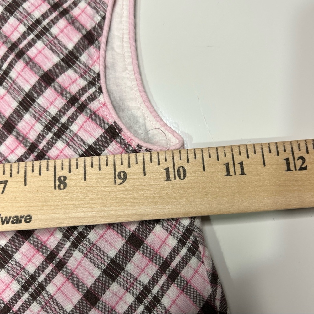 VINTAGE Strasburg Two Piece Dress Girls 18 Months Pink Blouse Pink Brown Plaid - Picture 13 of 13